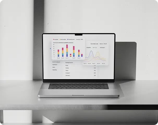 Laptop with DMARC dashboard